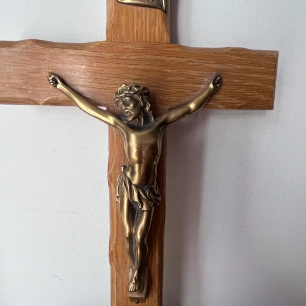 Crucifix Wall Cross, Handmade Catholic Wooden Cross with Jesus Christ for Wall
